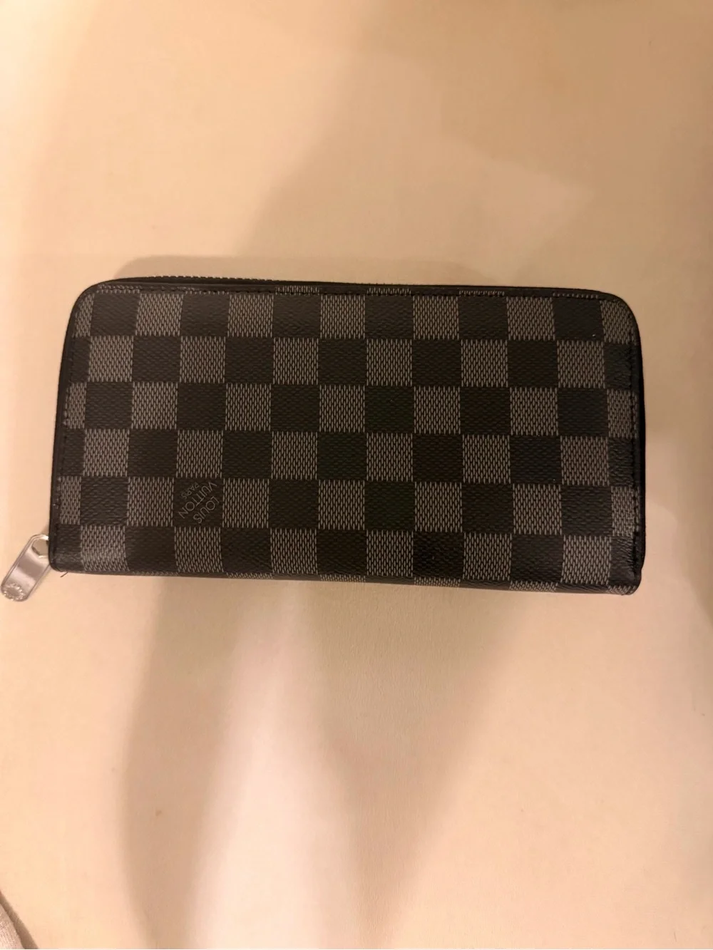 Checkerboard Zip-Around Men's Wallet - Black